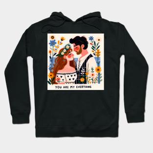 You are my everyhing - couple, love, and roses art portrait Hoodie